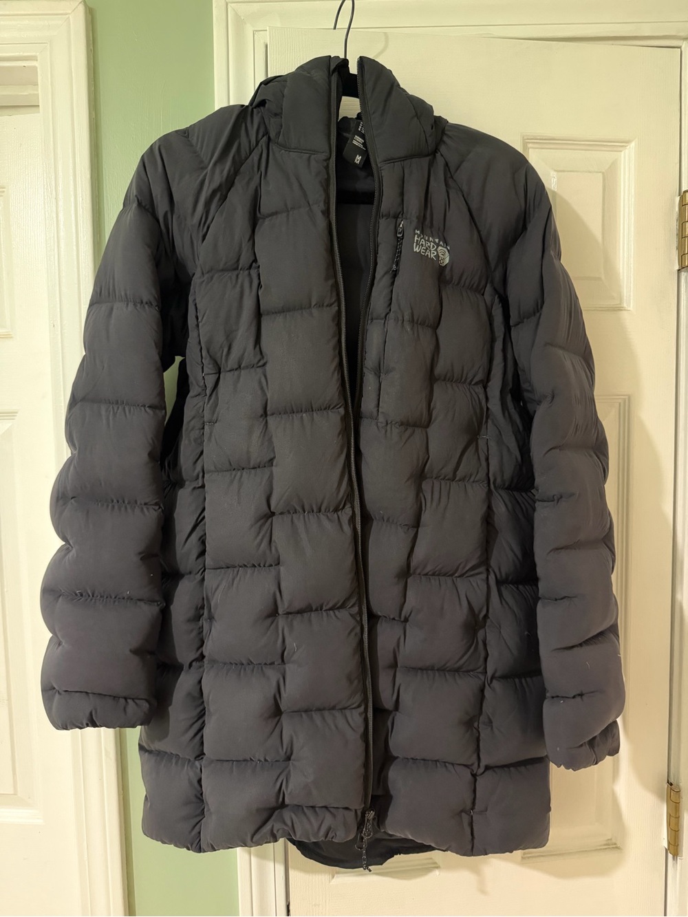 Mountain Hardwear stretchdown parka, black, women’s size M
